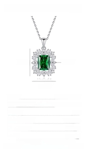 Detail showing S925 sterling silver necklace specs with a 10x8mm yellow lab diamond