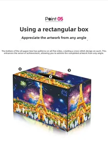 Detail view of the 5-sided DIY diamond painting tissue box featuring Eiffel Tower fireworks