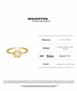 Detail view of S925 silver ring with 18K gold lava texture and white agate gemstone