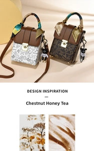 Detail of mini rabbit phone bags with silk scarf handles and cute bear pendants