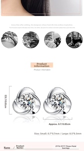 Detail view of ZY76 and ZY77 silver stud earrings with clear round cut cubic zirconia