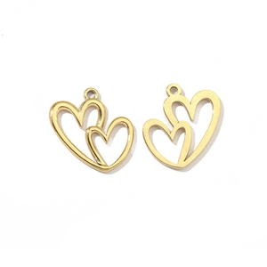Detailed view of interconnected golden heart charms for DIY jewelry accessories