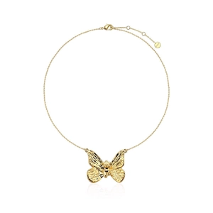 Exquisite gold butterfly necklace with organic textured wings and adjustable lobster clasp