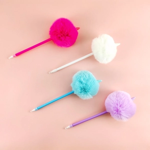 Stylos à bille licorne en peluche colorés rose, blanc, bleu et violet, ensemble papeterie