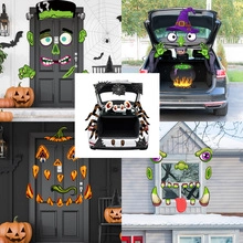 Halloween gnome skeleton magnetic stickers set for garage door and car decoration
