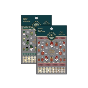 Stickers à ongles japonais ultra-fins pour Noël avec accents dorés, motifs Père Noël et flocons