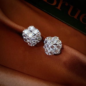 Geometrische Quadratische Würfel Ohrstecker Mit Zirkon Legierung Und 925 Sterling Silber Ohrstecker Für Damen Glänzend
