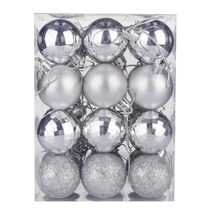 12-piece silver Christmas ball ornaments set with diverse textures for tree decoration