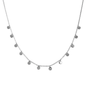 Collana in argento sterling S925 con pendenti a paillettes tonde su catena sottile