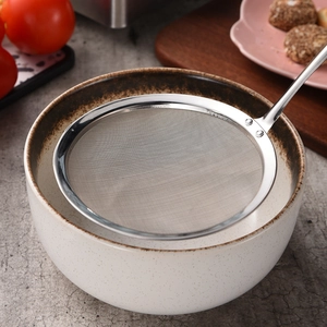 Professional stainless steel fine mesh strainer spoon for kitchen filtering and skimming