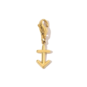 Detail of 14K gold plated zodiac charm with a lobster clasp and polished finish