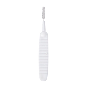 Vertical white interdental brush with anti-slip handle for precision tooth gap cleaning