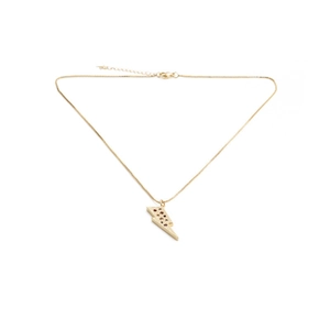 Fashionable gold lightning bolt pendant necklace on a delicate adjustable metal chain