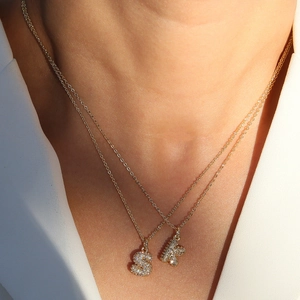 Elegant 18k gold plated bubble letter S and K pendant necklaces with micro-pave crystals