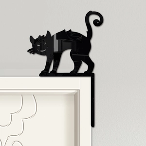 3D acrylic black cat silhouette decal for Halloween corner door and wall decoration
