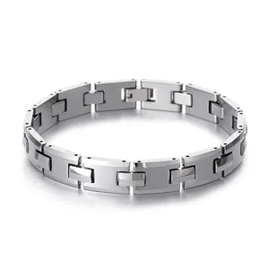 Mens Tungsten Steel Bracelet H-Link Chain Watch Band Style Minimalist Polished Smooth Surface Fashion Jewelry Gift For Men