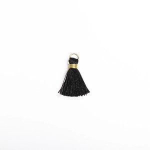 Handmade black tassel charm with golden metal ring for DIY jewelry making and bags