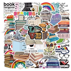 Lot de 50 stickers de lecture et livres imperméables pour ordinateurs et journaux
