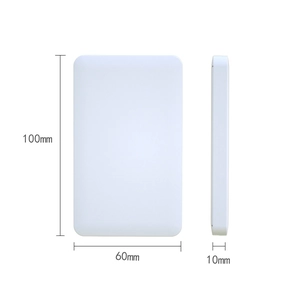 Portable folding makeup mirror with comb, slim white design, dimensions 100mm by 60mm
