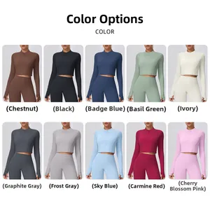 Farbpalette der schmal geschnittenen Sportjacken und Leggings in zehn verschiedenen Farben