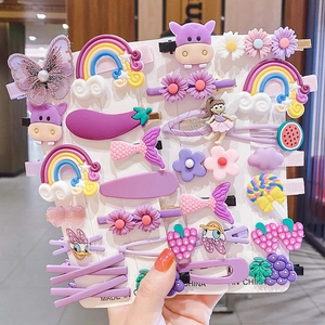 Girls Children Cute Cartoon Hair Clips Flower Animal Fruit Resin Metal Fabric Sweet Hairpins Headwear Accessories