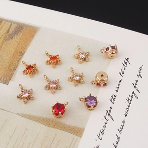 Gold plated star and round CZ charms for DIY jewelry making accessories in various colors