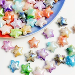 Star Shape Pentagram Beads UV Plating Gradient Iridescent Acrylic For DIY Jewelry Making Crafts Novelty