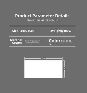 Detail view of cotton towel specifications showing 34x74cm size and 100g weight info