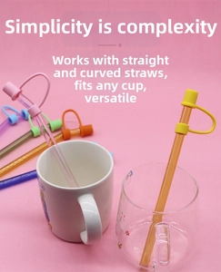 Detailed view of colorful 10mm glass straws with matching silicone dust protection caps