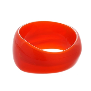 Modern orange acrylic chunky bangle with minimalist geometric design and translucent finish