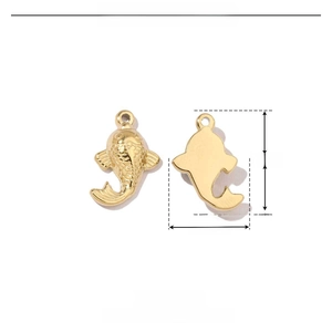 Détails du pendentif poisson en acier inoxydable doré avec dimensions 15mm par 11mm