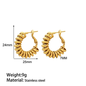 Detail specifications of 18k gold plated stainless steel spiral C-shape hoop earrings