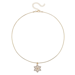 Sparkling snowflake pendant necklace in gold finish with clear crystals for women