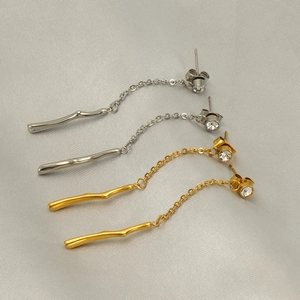 Boucles D'oreilles Pendantes En Acier Inoxydable Avec Strass Et Glands Longs Pour Femmes Plaqué Or 18K Bijou Élégant
