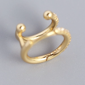 925 silver double hoop earrings in gold with micro-pave cubic zirconia stones