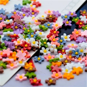Colorful matte resin 3D cherry blossom nail art decorations with five-petal flower charms