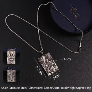 Collier gothique en acier inoxydable avec pendentif gaufré faucheuse et motif croix
