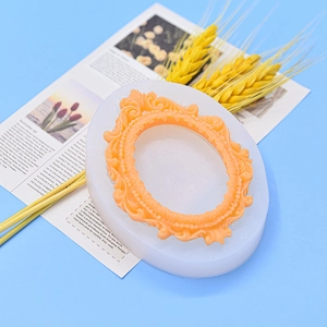 Baroque oval photo frame silicone mold for DIY plaster resin and candle making craft