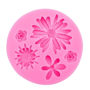 Stampo rotondo in silicone rosa per fiori fai-da-te fondant e candele con margherite