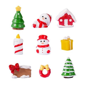 Lot de 9 figurines de Noël miniatures en résine avec bonhomme de neige et sapin décoratif