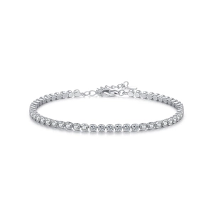 Elegant s925 sterling silver tennis bracelet featuring a full row of sparkling cubic zirconia