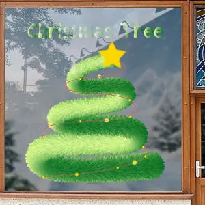 Christmas Tree Window Cling Static Cling PVC Glue Free Double Sided Decoration For Glass Shop Home Festival