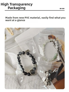 Thickened transparent PVC self-sealing pouch protecting beaded bracelets and jewelry