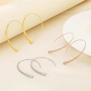 Minimalist teardrop hook earrings in gold, silver and rose gold stainless steel finishes