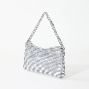 Chic silver rhinestone mini hobo bag for women with sparkling crystal evening clutch design