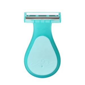 Portable manual women razor for legs and underarms in blue with multi-layer blades