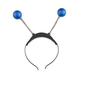 Detail of alien headband with silver springs and sparkling blue sequined boppers