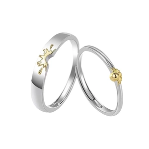 Verstellbare Sonnen- und Mond-Partnerringe in Silber und Gold als Valentinstag-Geschenk