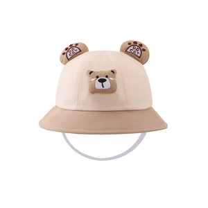 Chapeau cloche mignon pour bébé avec oreilles d'ours et jugulaire pour protection solaire