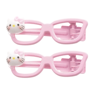 Pink cartoon cat glasses hair clips in a sweet minimalist style for side styling